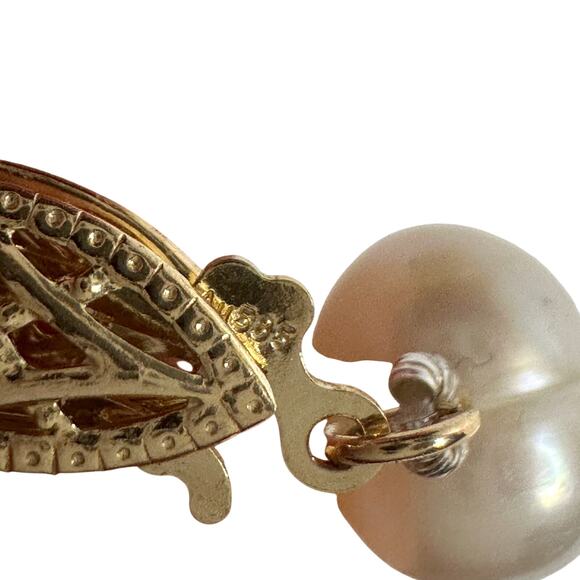 14kt Gold Hand Knotted 7mm Peacock Black (Bluish) & White Pearl Necklace 17" - Picture 5 of 10